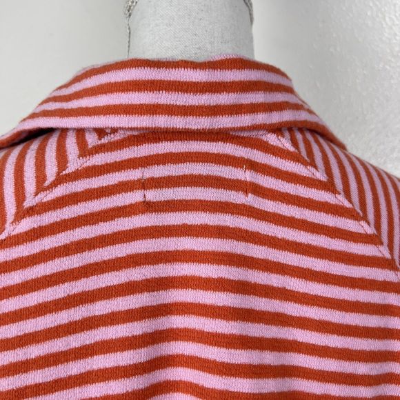 Free Assembly Sweater Women XXXL Pink Striped Short Sleeve Collared Casual - Picture 11 of 13